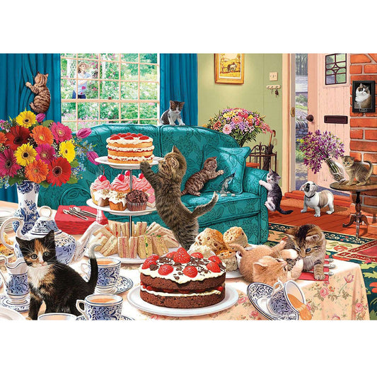 Wooden Jigsaw Puzzle 1000-Piece for Adults – Relaxing Gift Idea & Elegant Home Décor Artwork with Full-Size Poster, Premium Stress Relief Activity - Katie's Cake Party