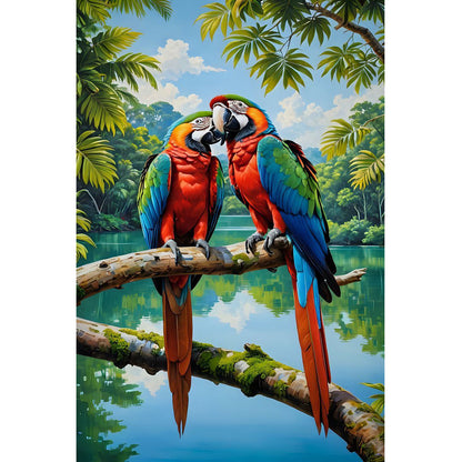 Wooden Jigsaw Puzzle 1000-Piece for Adults – Relaxing Gift Idea & Elegant Home Décor Artwork with Full-Size Poster, Premium Stress Relief Activity - Parrot Photo