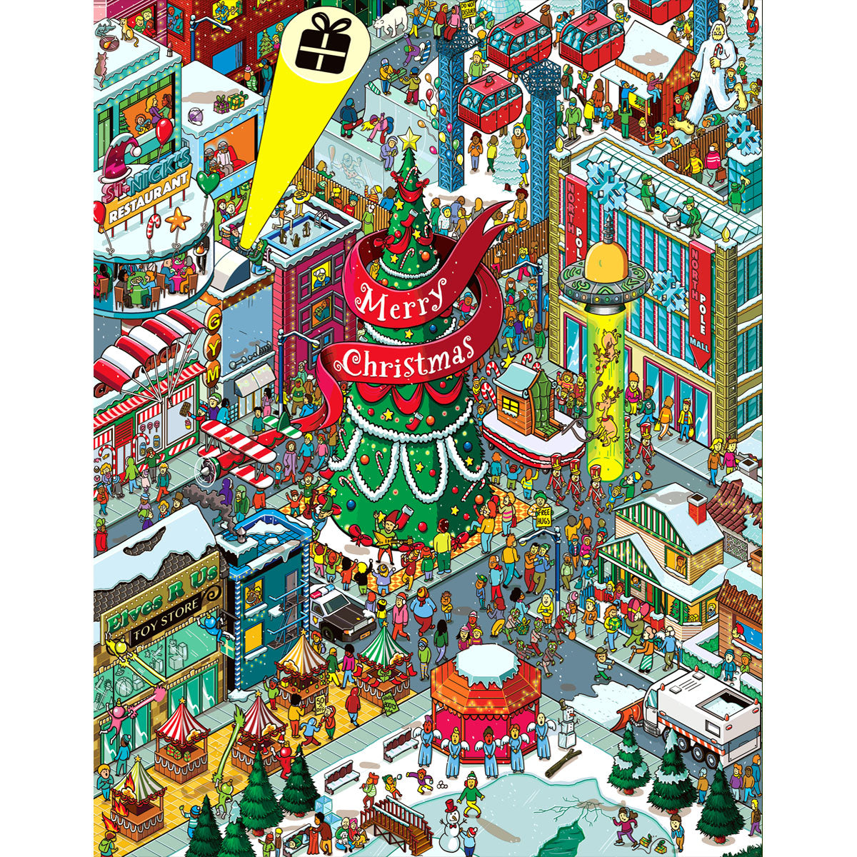 Wooden Jigsaw Puzzle 1000-Piece for Adults – Relaxing Gift Idea & Elegant Home Décor Artwork with Full-Size Poster, Premium Stress Relief Activity - Christmas Square