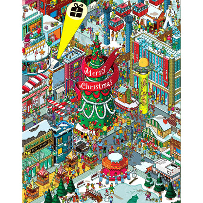 Wooden Jigsaw Puzzle 1000-Piece for Adults – Relaxing Gift Idea & Elegant Home Décor Artwork with Full-Size Poster, Premium Stress Relief Activity - Christmas Square