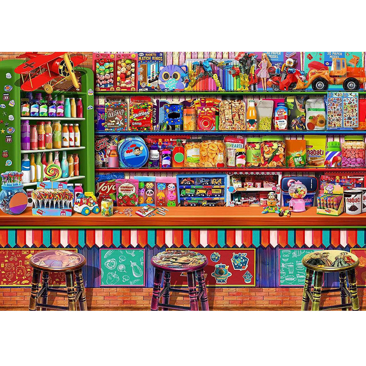 Wooden Jigsaw Puzzle 1000-Piece for Adults – Relaxing Gift Idea & Elegant Home Décor Artwork with Full-Size Poster, Premium Stress Relief Activity - Candy Store