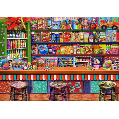 Wooden Jigsaw Puzzle 1000-Piece for Adults – Relaxing Gift Idea & Elegant Home Décor Artwork with Full-Size Poster, Premium Stress Relief Activity - Candy Store