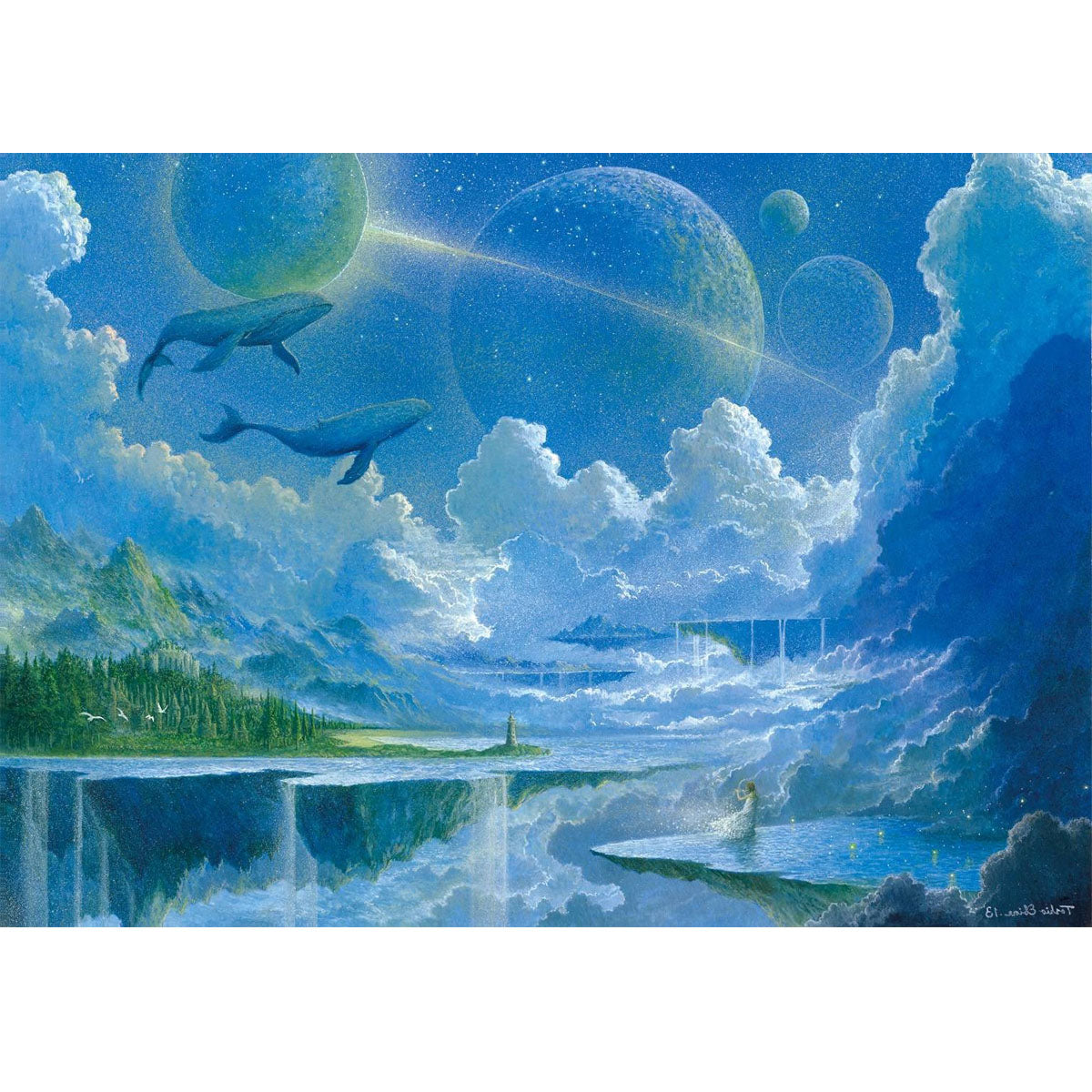 Wooden Jigsaw Puzzle 1000-Piece for Adults – Relaxing Gift Idea & Elegant Home Décor Artwork with Full-Size Poster, Premium Stress Relief Activity - Fantasy Planet - Artisan Puzzles