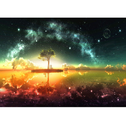 Wooden Jigsaw Puzzle 1000-Piece for Adults – Relaxing Gift Idea & Elegant Home Décor Artwork with Full-Size Poster, Premium Stress Relief Activity - Mirror Image of Tree and Chair