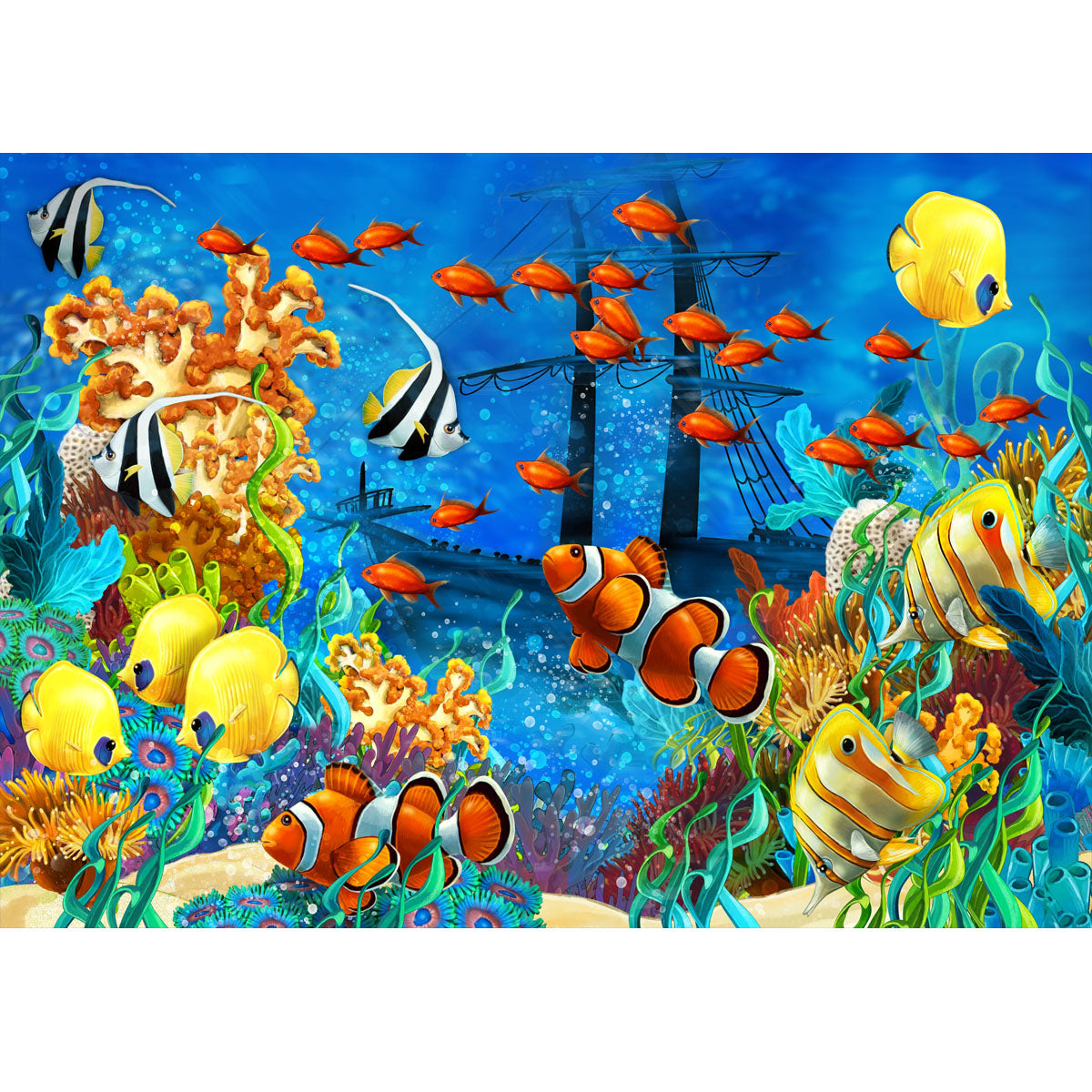 Wooden Jigsaw Puzzle 1000-Piece for Adults – Relaxing Gift Idea & Elegant Home Décor Artwork with Full-Size Poster, Premium Stress Relief Activity - A vibrant underwater world