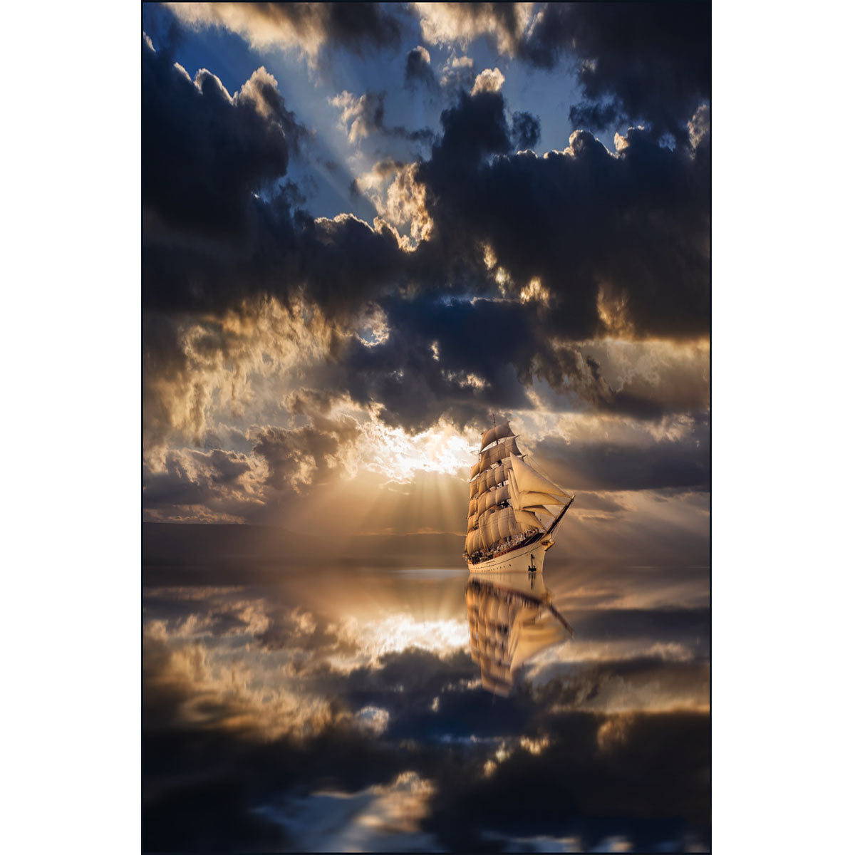 Wooden Jigsaw Puzzle 1000-Piece for Adults – Relaxing Gift Idea & Elegant Home Décor Artwork with Full-Size Poster, Premium Stress Relief Activity - A lone sail on the sea