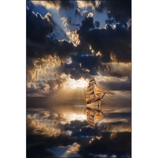 Wooden Jigsaw Puzzle 1000-Piece for Adults – Relaxing Gift Idea & Elegant Home Décor Artwork with Full-Size Poster, Premium Stress Relief Activity - A lone sail on the sea