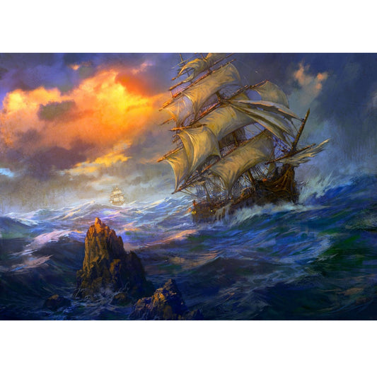 Wooden Jigsaw Puzzle 1000-Piece for Adults – Relaxing Gift Idea & Elegant Home Décor Artwork with Full-Size Poster, Premium Stress Relief Activity - Lonely Reef and Distant Boat