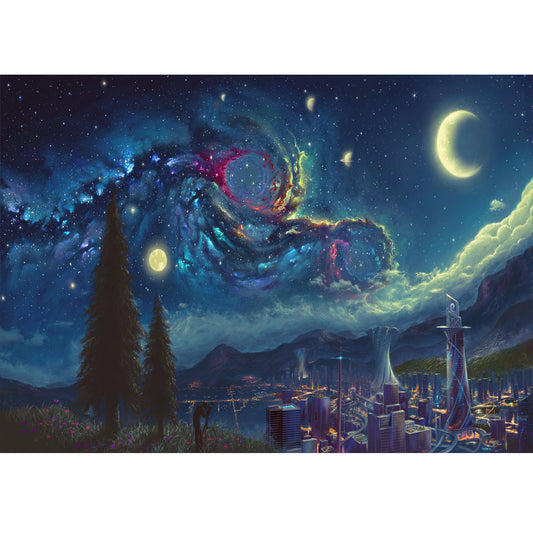 Wooden Jigsaw Puzzle 1000-Piece for Adults – Relaxing Gift Idea & Elegant Home Décor Artwork with Full-Size Poster, Premium Stress Relief Activity - Van Gogh's Starry Night