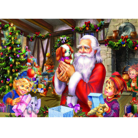 Wooden Jigsaw Puzzle 1000-Piece for Adults – Relaxing Gift Idea & Elegant Home Décor Artwork with Full-Size Poster, Premium Stress Relief Activity - Santa's Surprise - Artisan Puzzles