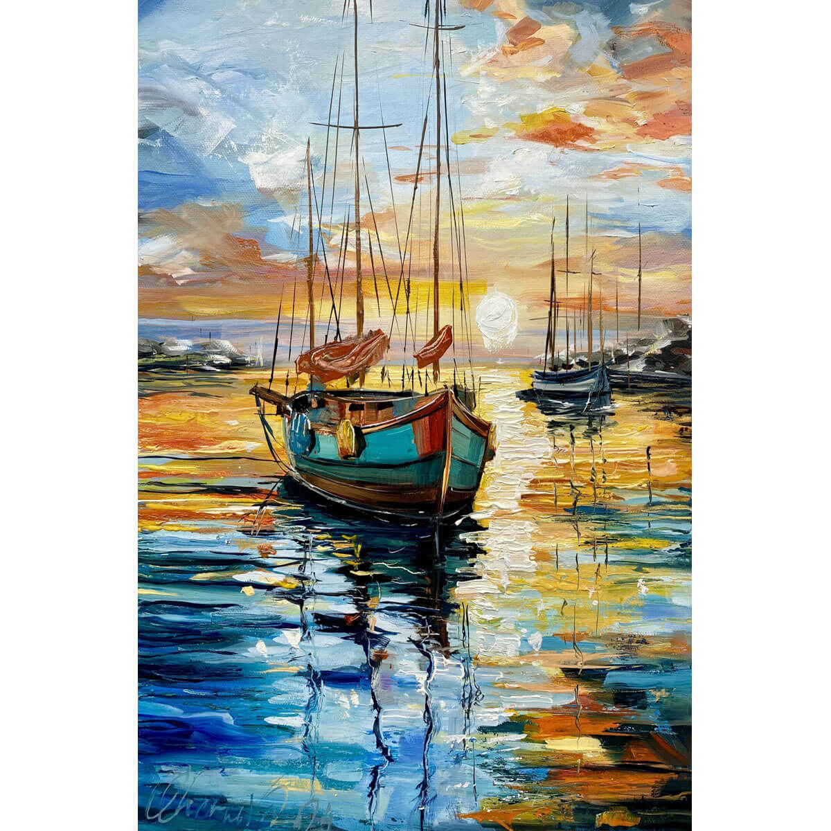 Wooden Jigsaw Puzzle 1000 Piece - The sailboat under the setting sun
