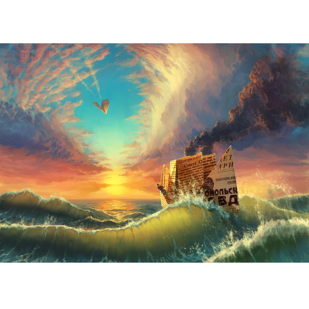 Wooden Jigsaw Puzzle 1000-Piece for Adults – Relaxing Gift Idea & Elegant Home Décor Artwork with Full-Size Poster, Premium Stress Relief Activity - Paper Boat Voyage