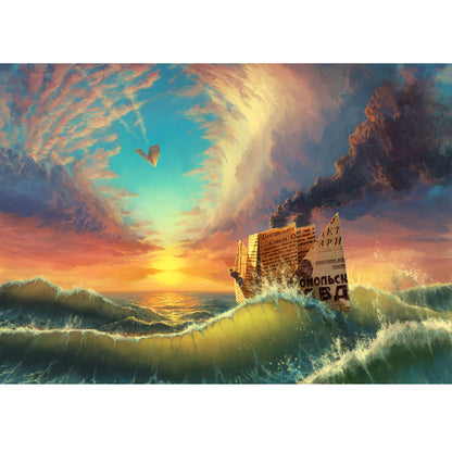 Wooden Jigsaw Puzzle 1000-Piece for Adults – Relaxing Gift Idea & Elegant Home Décor Artwork with Full-Size Poster, Premium Stress Relief Activity - Paper Boat Voyage