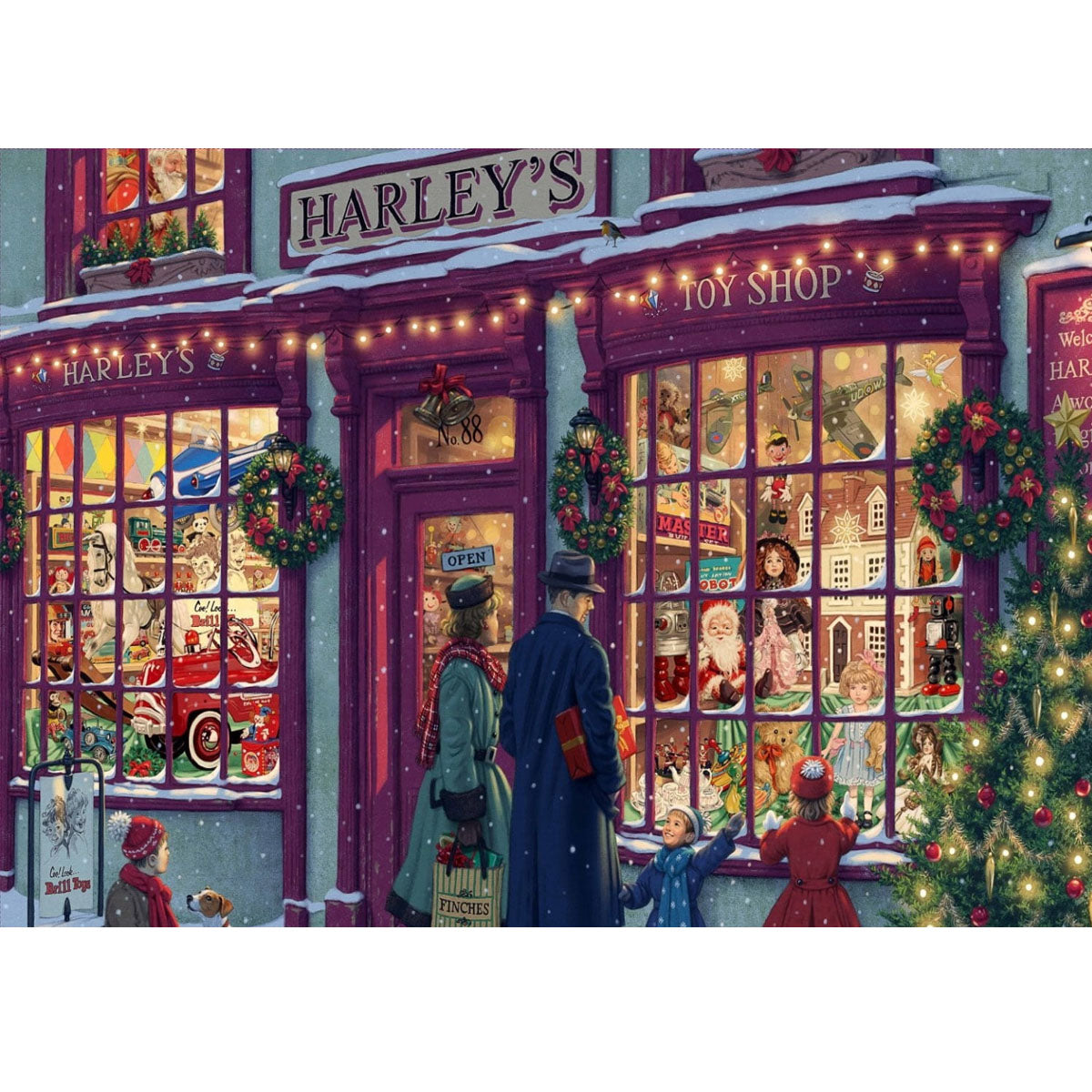 Wooden Jigsaw Puzzle 1000-Piece for Adults – Relaxing Gift Idea & Elegant Home Décor Artwork with Full-Size Poster, Premium Stress Relief Activity - Christmas Street - Artisan Puzzles