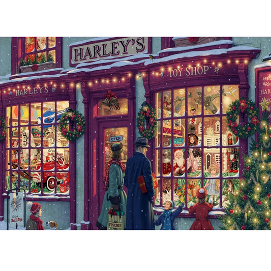 Wooden Jigsaw Puzzle 1000-Piece for Adults – Relaxing Gift Idea & Elegant Home Décor Artwork with Full-Size Poster, Premium Stress Relief Activity - Christmas Street - Artisan Puzzles