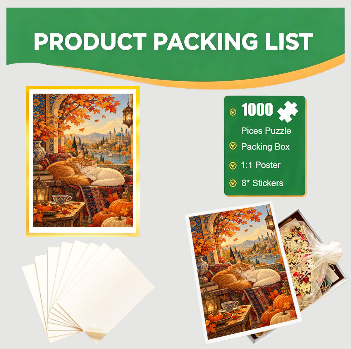 1000-Piece Premium Wooden Jigsaw Puzzle for Adults – Autumn Slumber | Artisan Crafted, Whimsical Shapes & Unique Designs, Best Relaxation Gift