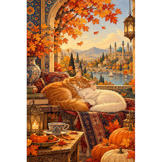 1000-Piece Premium Wooden Jigsaw Puzzle for Adults – Autumn Slumber | Artisan Crafted, Whimsical Shapes & Unique Designs, Best Relaxation Gift