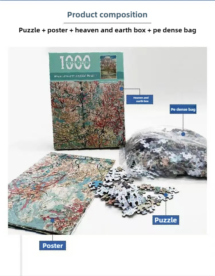 1000-Piece Cardboard Jigsaw Puzzle for Adults – Relaxing Gift Idea & Elegant Home Décor Artwork with Full-Size Poster, Premium Stress Relief Activity - Tree of Life