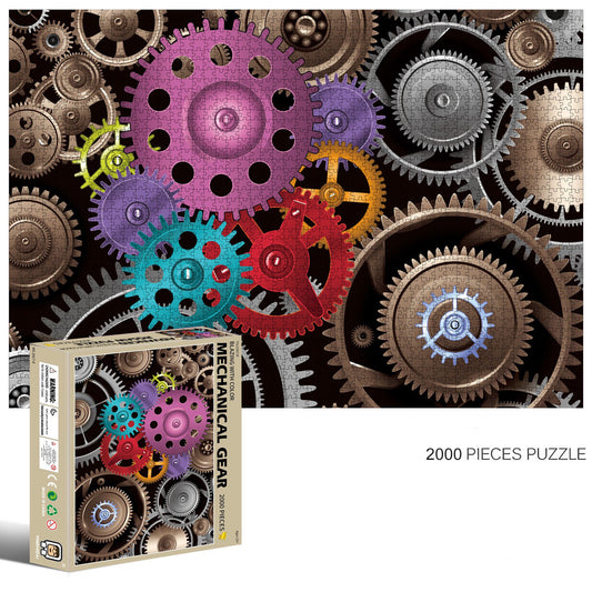 2000-Piece Cardboard Jigsaw Puzzle for Adults – Relaxing Gift Idea & Elegant Home Décor Artwork with Full-Size Poster, Premium Stress Relief Activity - Mechanical Gear