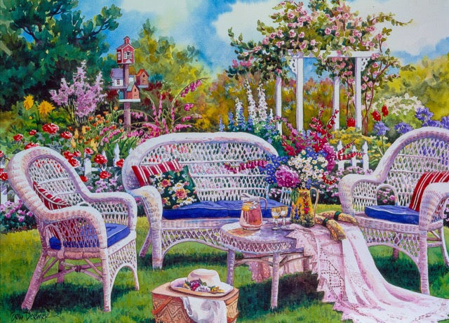 1000-Piece Wooden Jigsaw Puzzle for Adults – Relaxing Gift Idea & Elegant Home Décor Artwork with Full-Size Poster, Premium Stress Relief Activity - Flower Garden