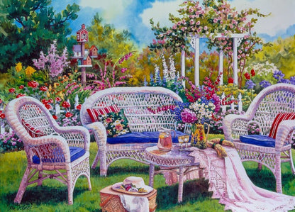 1000-Piece Wooden Jigsaw Puzzle for Adults – Relaxing Gift Idea & Elegant Home Décor Artwork with Full-Size Poster, Premium Stress Relief Activity - Flower Garden