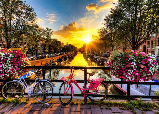 1000-Piece Wooden Jigsaw Puzzle for Adults – Relaxing Gift Idea & Elegant Home Décor Artwork with Full-Size Poster, Premium Stress Relief Activity - Amsterdam Sunrise
