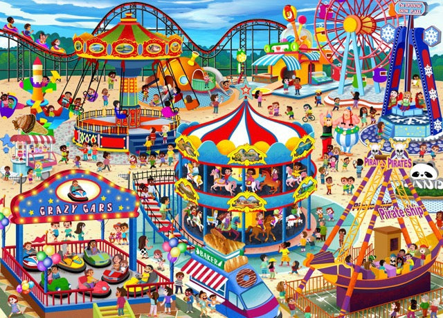 1000-Piece Wooden Jigsaw Puzzle for Adults – Relaxing Gift Idea & Elegant Home Décor Artwork with Full-Size Poster, Premium Stress Relief Activity - Amusement Park