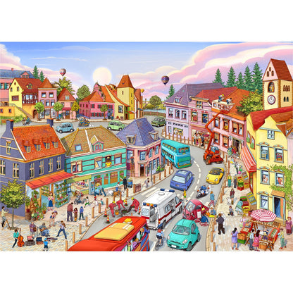 1000-Piece Wooden Jigsaw Puzzle for Adults – Relaxing Gift Idea & Elegant Home Décor Artwork with Full-Size Poster, Premium Stress Relief Activity - Small Town Life