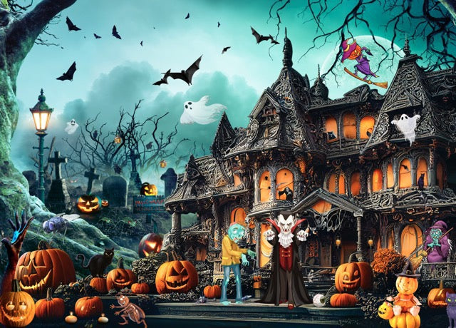 1000-Piece Wooden Jigsaw Puzzle for Adults – Relaxing Gift Idea & Elegant Home Décor Artwork with Full-Size Poster, Premium Stress Relief Activity - All Hallows' Eve