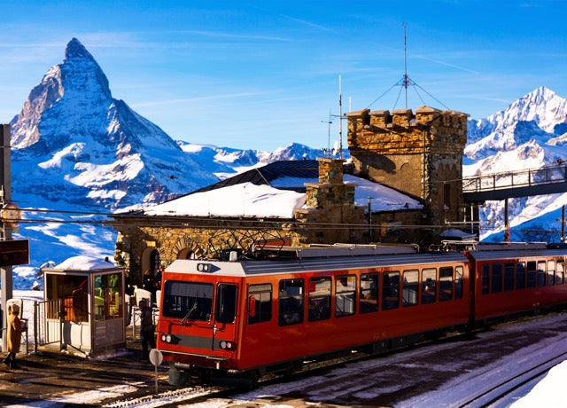 1000-Piece Wooden Jigsaw Puzzle for Adults – Relaxing Gift Idea & Elegant Home Décor Artwork with Full-Size Poster, Premium Stress Relief Activity - Gornergrat Train Station