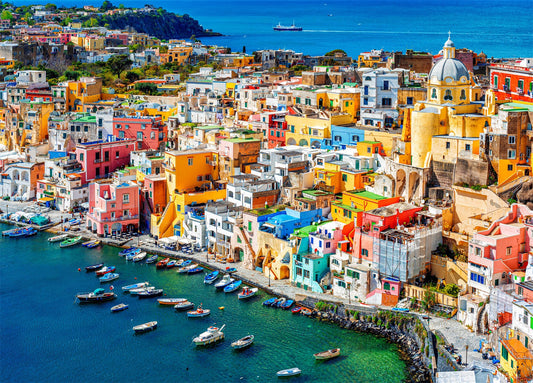 1000-Piece Wooden Jigsaw Puzzle for Adults – Relaxing Gift Idea & Elegant Home Décor Artwork with Full-Size Poster, Premium Stress Relief Activity - Procida Island