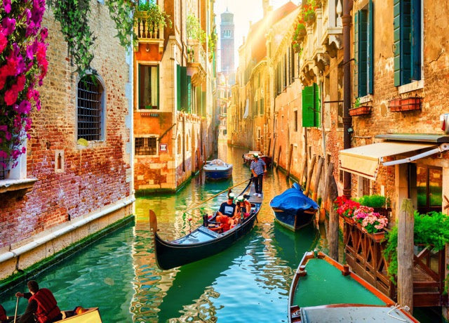1000-Piece Wooden Jigsaw Puzzle for Adults – Relaxing Gift Idea & Elegant Home Décor Artwork with Full-Size Poster, Premium Stress Relief Activity - The Canals of Venice