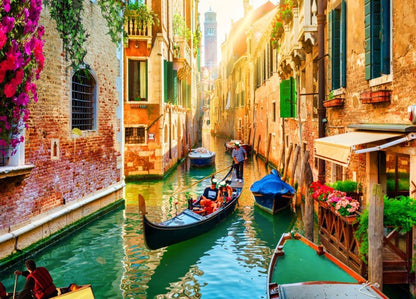 1000-Piece Wooden Jigsaw Puzzle for Adults – Relaxing Gift Idea & Elegant Home Décor Artwork with Full-Size Poster, Premium Stress Relief Activity - The Canals of Venice