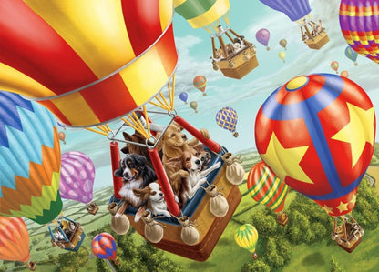 1000-Piece Wooden Jigsaw Puzzle for Adults – Relaxing Gift Idea & Elegant Home Décor Artwork with Full-Size Poster, Premium Stress Relief Activity - Flying Dogs