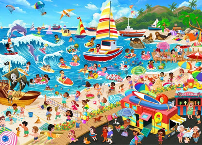 1000-Piece Wooden Jigsaw Puzzle for Adults – Relaxing Gift Idea & Elegant Home Décor Artwork with Full-Size Poster, Premium Stress Relief Activity - Pleasure Beach