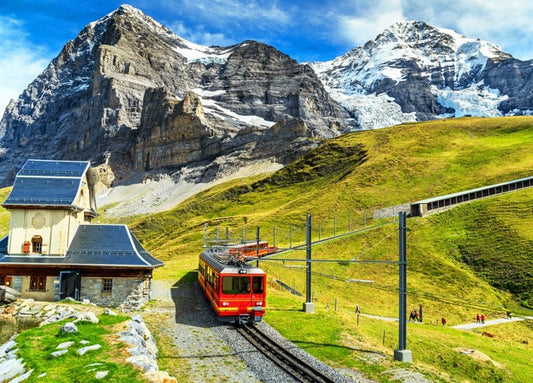 1000-Piece Wooden Jigsaw Puzzle for Adults – Relaxing Gift Idea & Elegant Home Décor Artwork with Full-Size Poster, Premium Stress Relief Activity - Top of Europe - Jungfrau