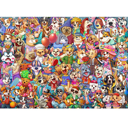 1000-Piece Wooden Jigsaw Puzzle for Adults – Relaxing Gift Idea & Elegant Home Décor Artwork with Full-Size Poster, Premium Stress Relief Activity - Dogs Collection