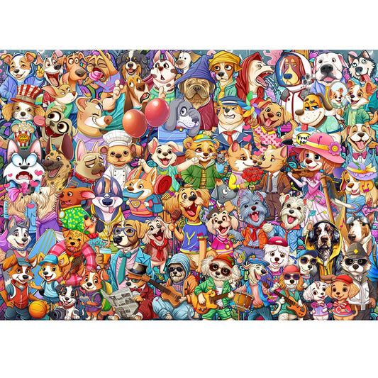 1000-Piece Wooden Jigsaw Puzzle for Adults – Relaxing Gift Idea & Elegant Home Décor Artwork with Full-Size Poster, Premium Stress Relief Activity - Dogs Collection