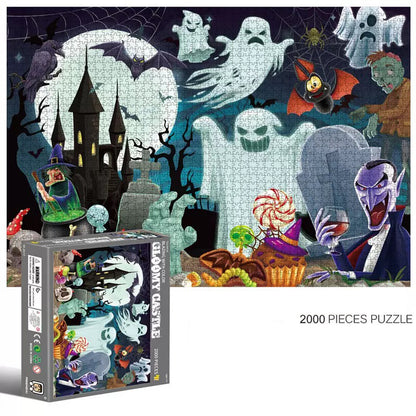 2000-Piece Cardboard Jigsaw Puzzle for Adults – Relaxing Gift Idea & Elegant Home Décor Artwork with Full-Size Poster, Premium Stress Relief Activity - Gloomy Castle