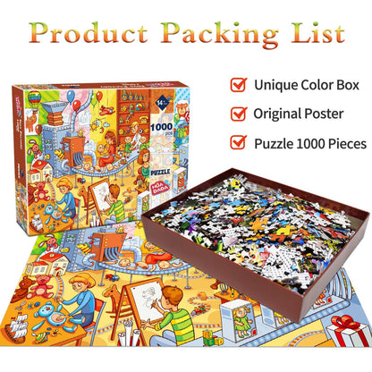 1000-Piece Wooden Jigsaw Puzzle for Adults – Relaxing Gift Idea & Elegant Home Décor Artwork with Full-Size Poster, Premium Stress Relief Activity - Lake Sintra