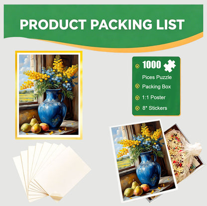 1000-Piece Premium Wooden Jigsaw Puzzle for Adults – Bouquet by the Window | Artisan Crafted, Whimsical Shapes & Unique Designs, Best Relaxation Gift