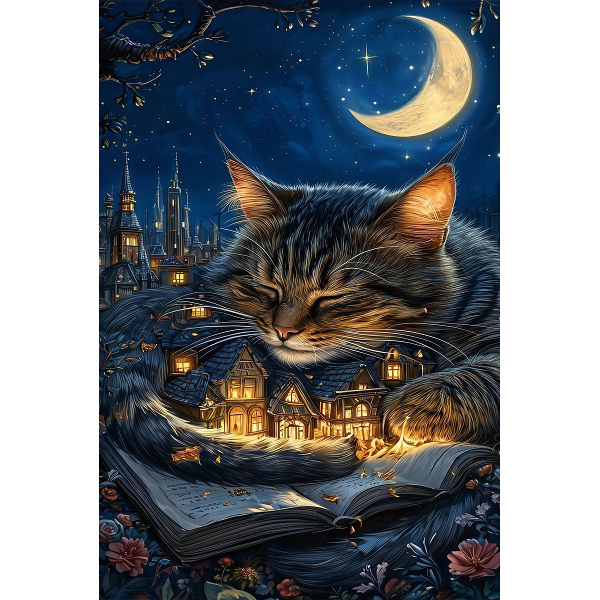 1000-Piece Premium Wooden Jigsaw Puzzle for Adults – The Cat Who Dreamed a Village | Artisan Crafted, Whimsical Shapes & Unique Designs, Best Relaxation Gift