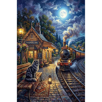 1000-Piece Premium Wooden Jigsaw Puzzle for Adults – Night Train | Artisan Crafted, Whimsical Shapes & Unique Designs, Best Relaxation Gift