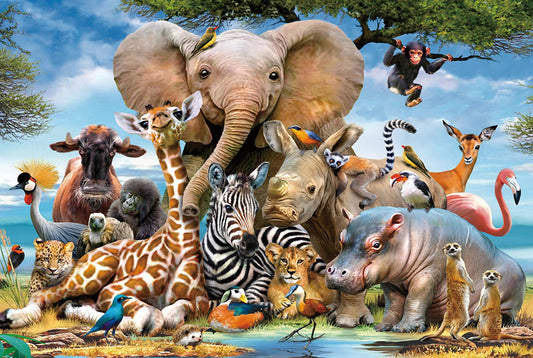 1000-Piece Jigsaw Puzzle for Adults – Relaxing Gift Idea & Elegant Home Décor Artwork with Full-Size Poster, Premium Stress Relief Activity - African animals
