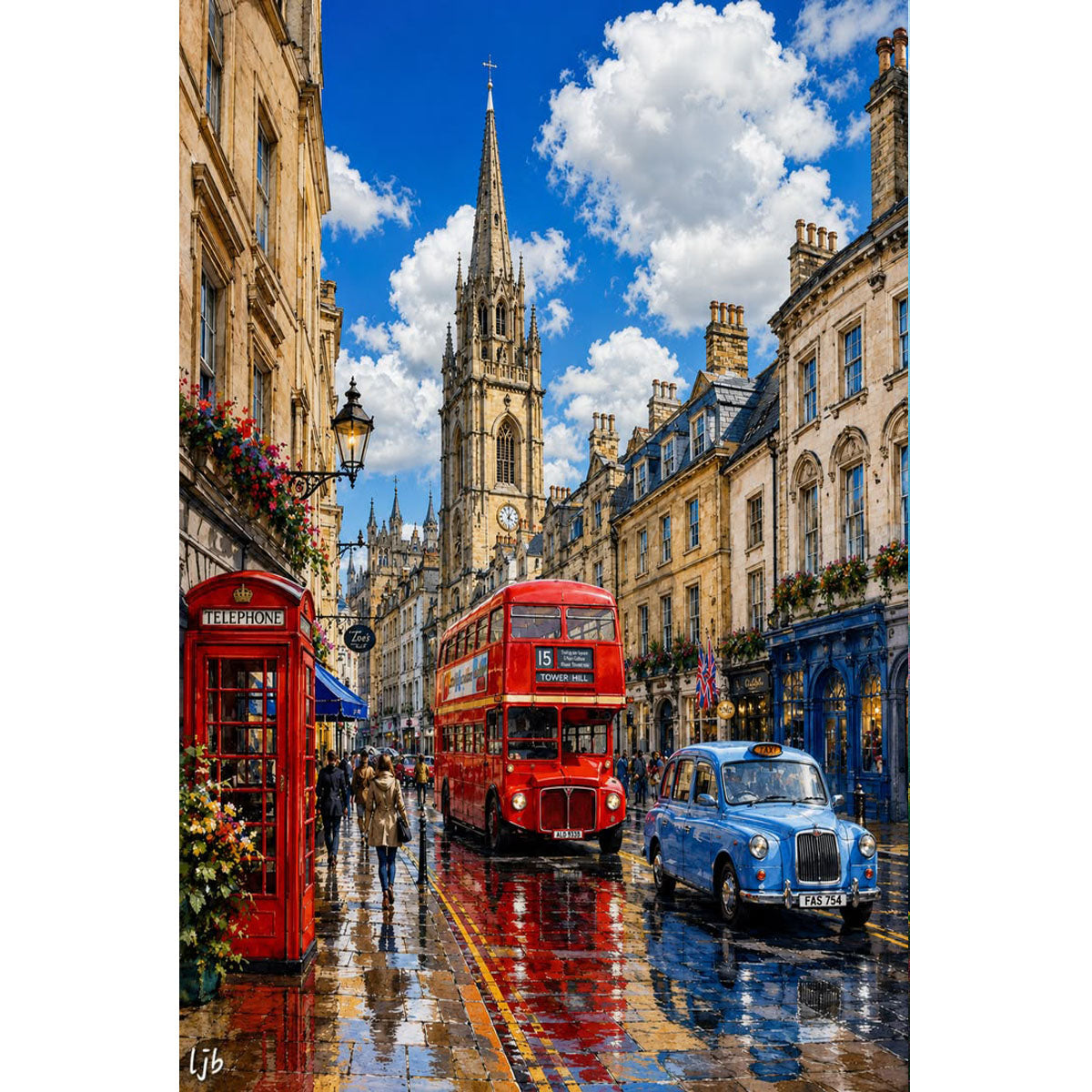 1000-Piece Premium Wooden Jigsaw Puzzle for Adults – London Street | Artisan Crafted, Whimsical Shapes & Unique Designs, Best Relaxation Gift