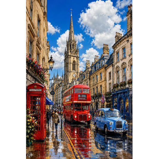 1000-Piece Premium Wooden Jigsaw Puzzle for Adults – London Street | Artisan Crafted, Whimsical Shapes & Unique Designs, Best Relaxation Gift