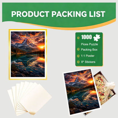 1000-Piece Premium Wooden Jigsaw Puzzle for Adults – Mountain Sunset | Artisan Crafted, Whimsical Shapes & Unique Designs, Best Relaxation Gift