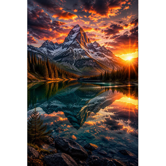 1000-Piece Premium Wooden Jigsaw Puzzle for Adults – Mountain Sunset | Artisan Crafted, Whimsical Shapes & Unique Designs, Best Relaxation Gift