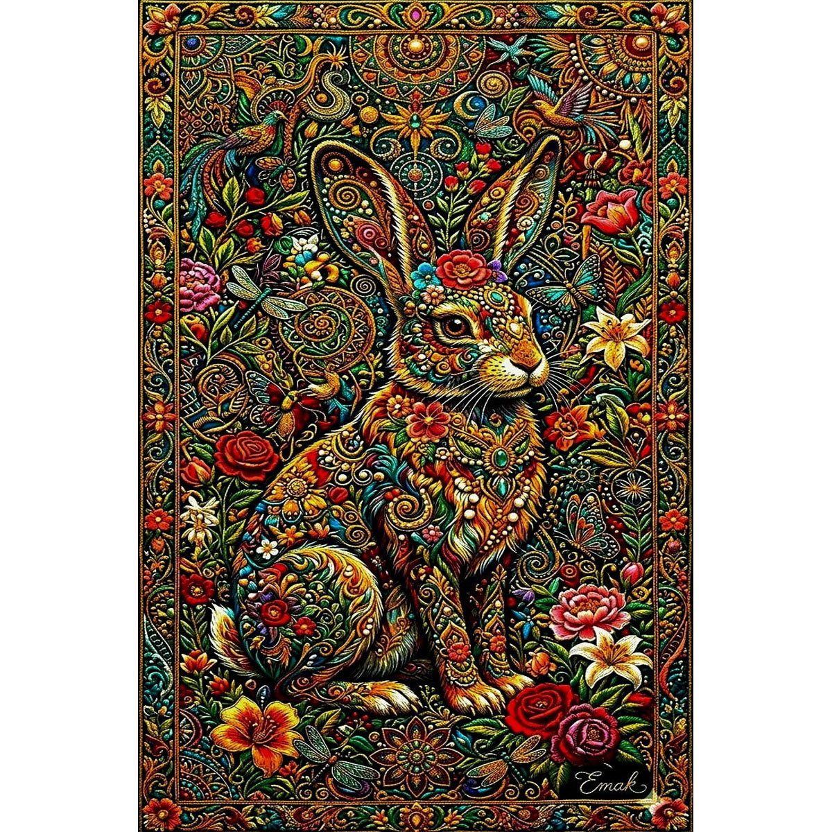 1000-Piece Premium Wooden Jigsaw Puzzle for Adults – Vintage Hare | Artisan Crafted, Whimsical Shapes & Unique Designs, Best Relaxation Gift