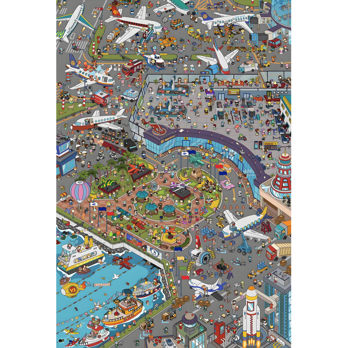 1000-Piece Premium Wooden Jigsaw Puzzle for Adults – Airport Hustle | Artisan Crafted, Whimsical Shapes & Unique Designs, Best Relaxation Gift